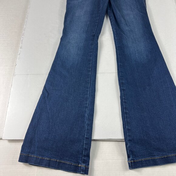 Spanx Jean Women 29x32* Pull On Flare High Rise Blue Stretch Denim Tag M #20327R - Picture 6 of 16